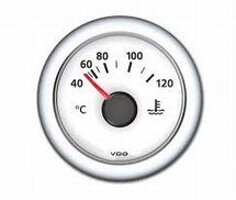 VDO koelwatermeter  wit  12/24V  Ø 52mm