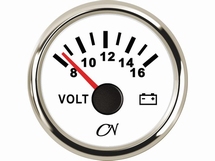 CN Voltmeter  8-16V  wit/chroom  diameter  52mm