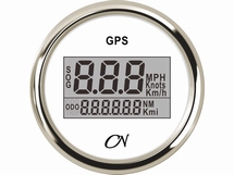 CN GPS Snelheidsmeter  digitaal wit/chroom  diameter  52mm