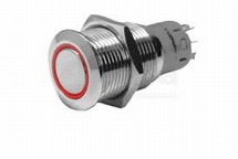 Drukschakelaar ring LED rood  12V  ON/OFF  IP40