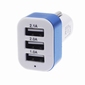 UsB plug 3 voudig  12/24V  uitgang 5 volt  blauw